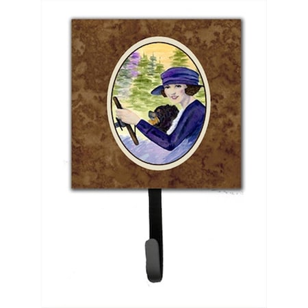 Micasa 4.25 x 6 in. Lady Driving with Her Pomeranian Leash Or Key Hook MI712887